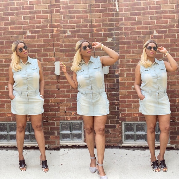 Denim Skort Romper - Picture 2 of 2